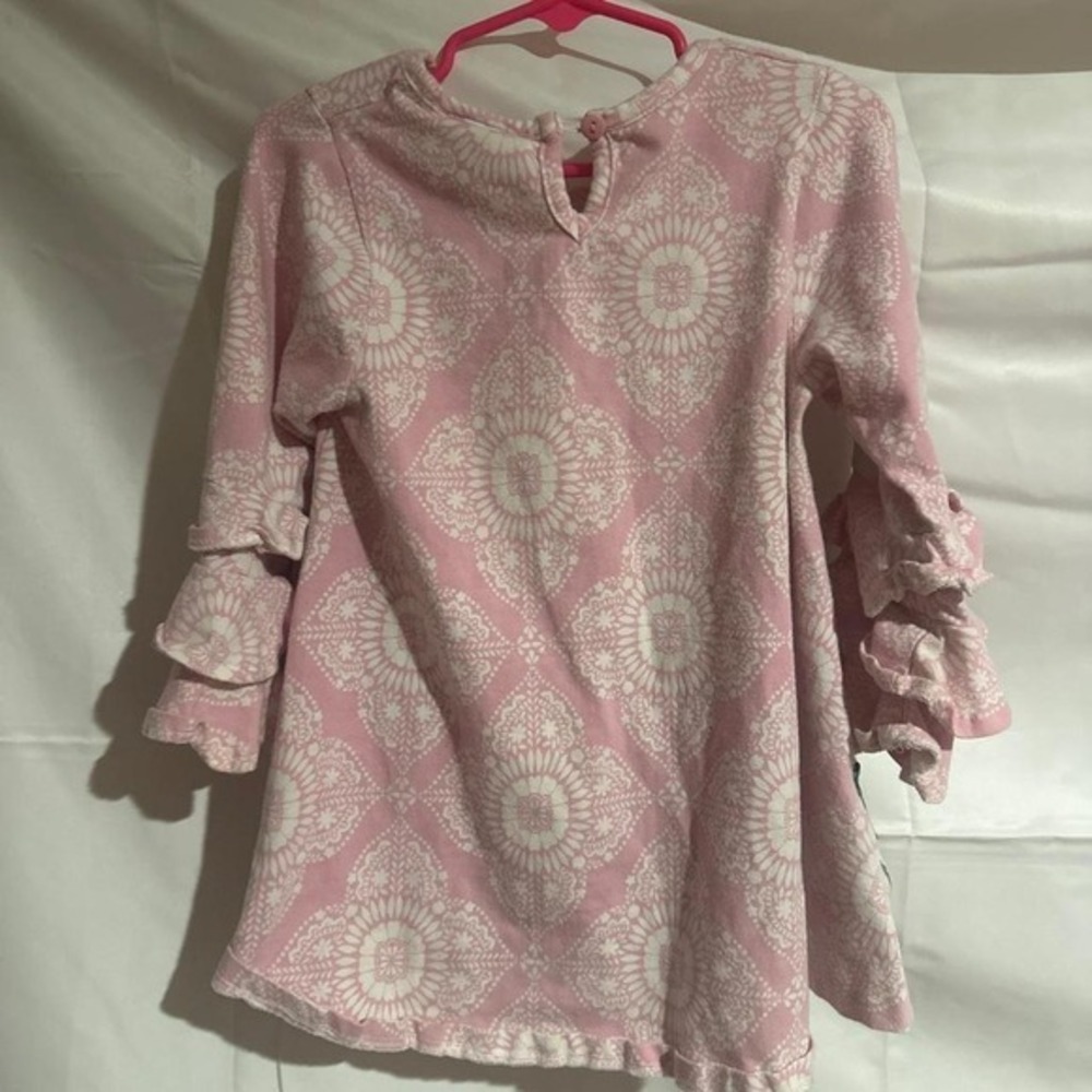 Rare Editions Girls Pink White Swan Ruffle Bell Sleeve Tunic Top Size 6 - Picture 3 of 3